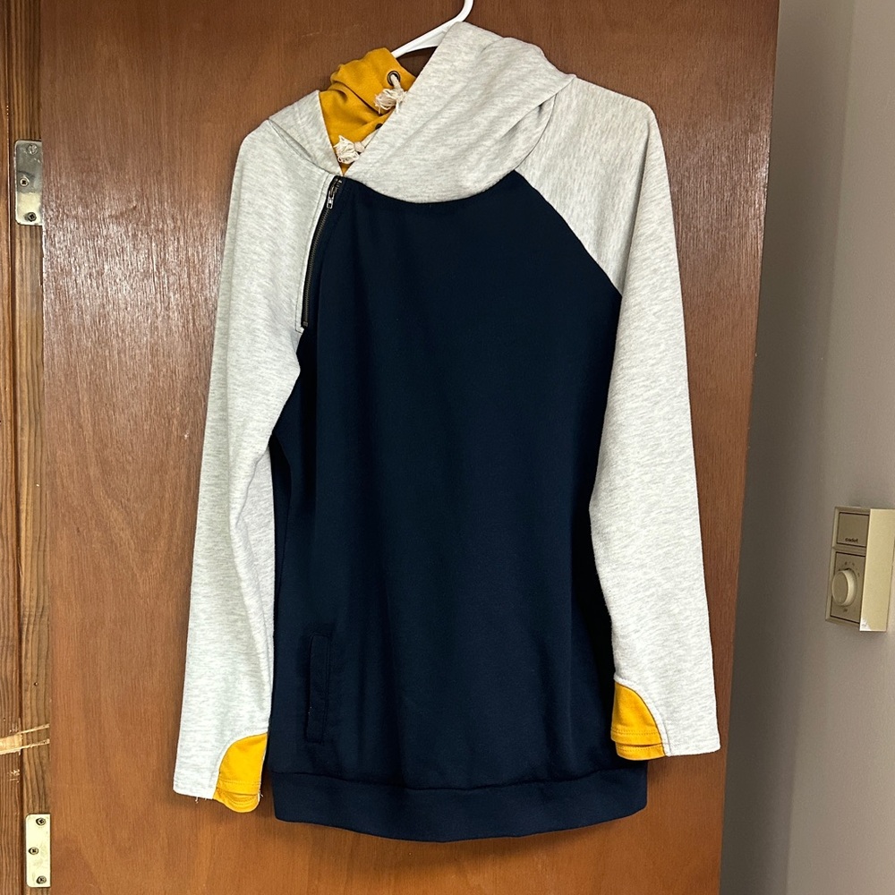 Colorblock Hoodie with Yellow Accents